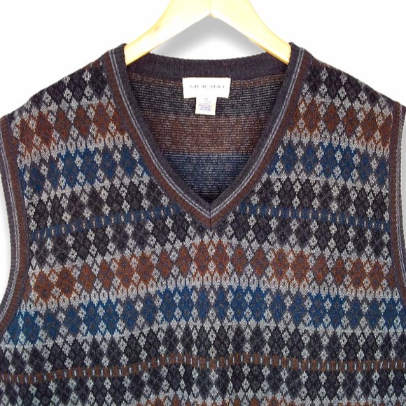 Vintage Murano Wool Blend Sweater Vest Size XXL Argyle Diamond Grandpa Core - Picture 2 of 8